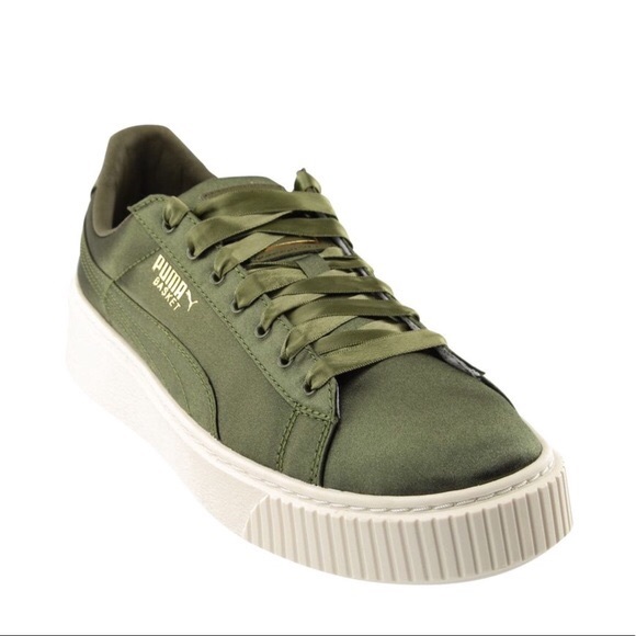 Puma Shoes - Puma Satin Olive Creeper Sneaker